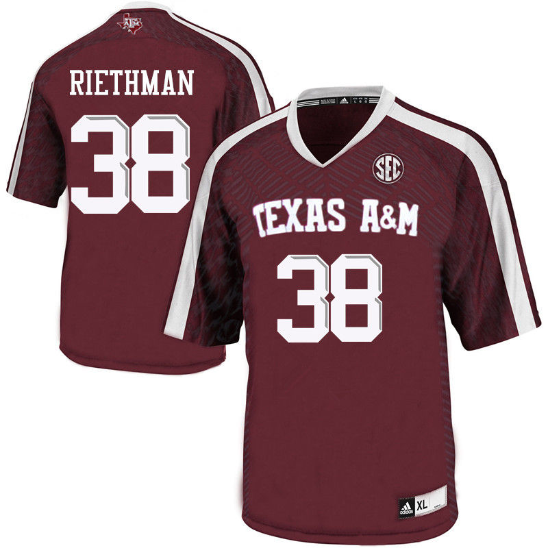 Men #38 Drew Riethman Texas A&M Aggies College Football Jerseys-Maroon - Click Image to Close